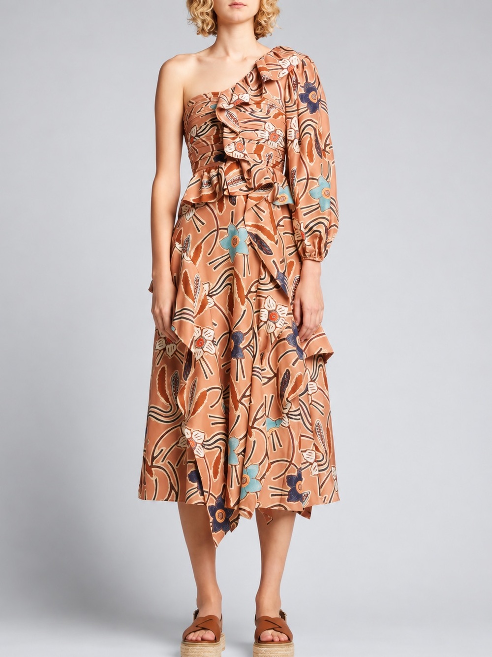 Ulla Johnson Silk Mariam One-Shoulder Dress Size 0